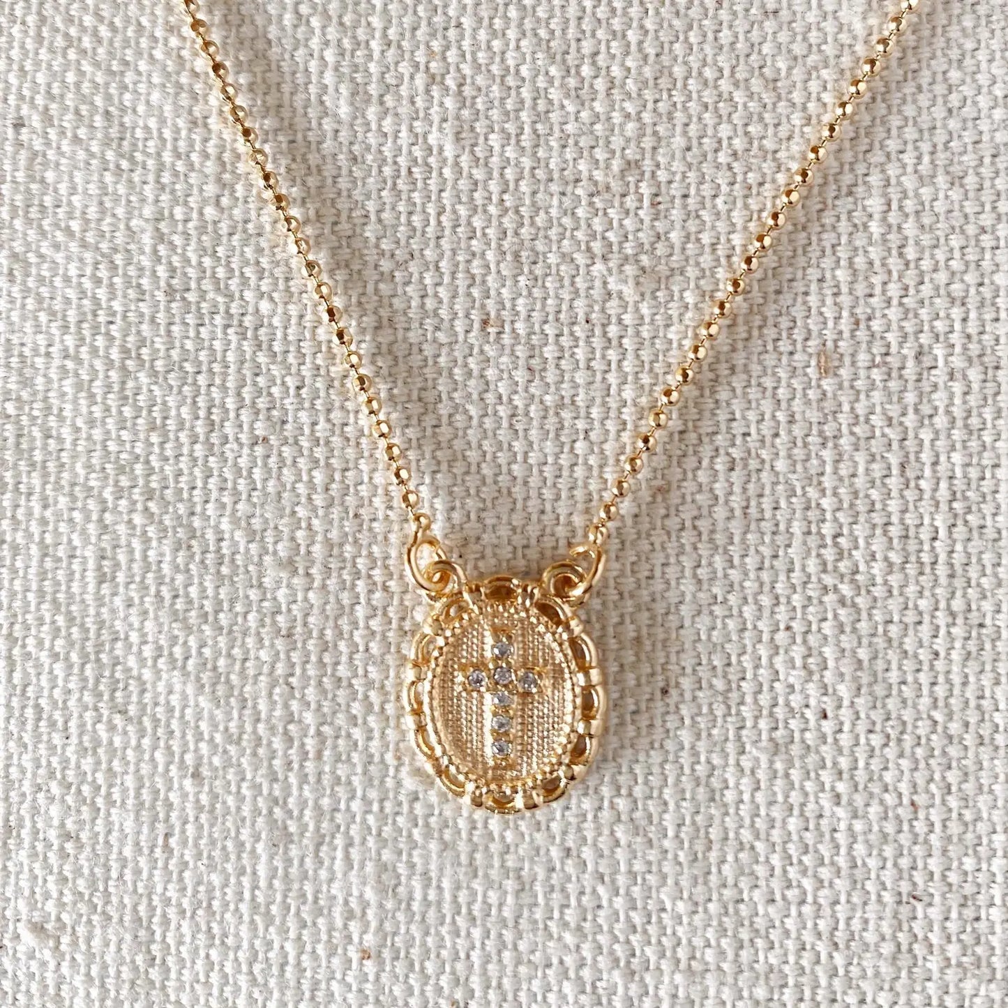 Gold Filled Plate Cross Necklace