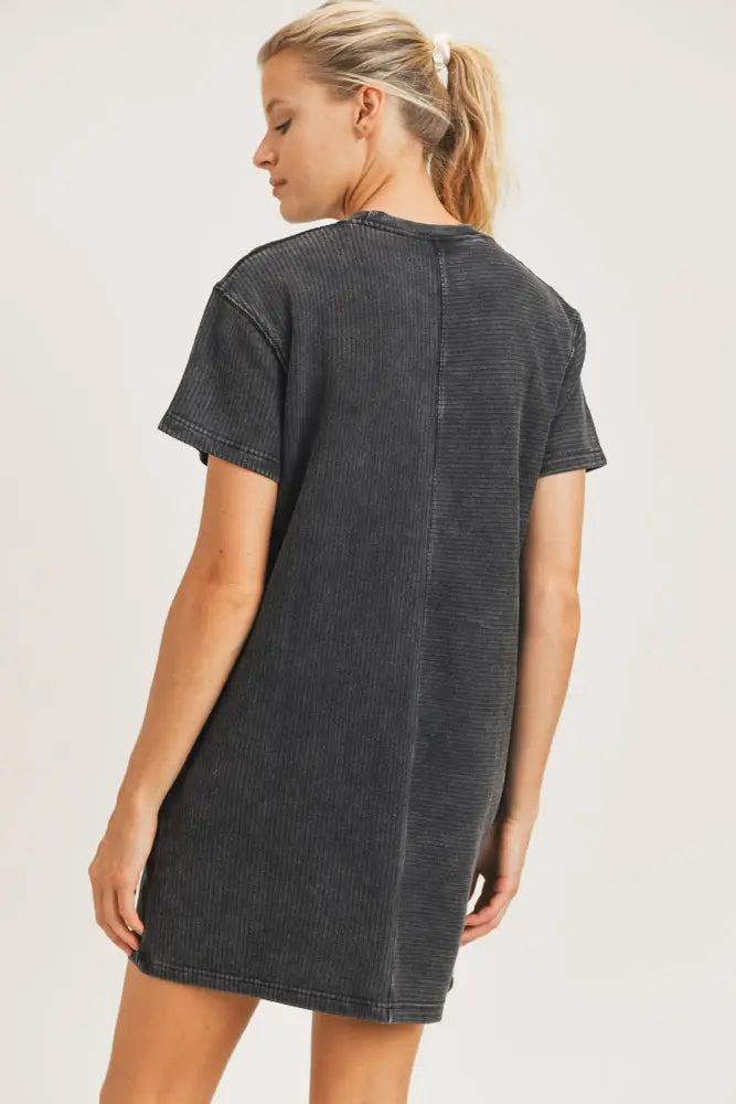 Cotton Mineral-Washed Ribbed Tennis Dress