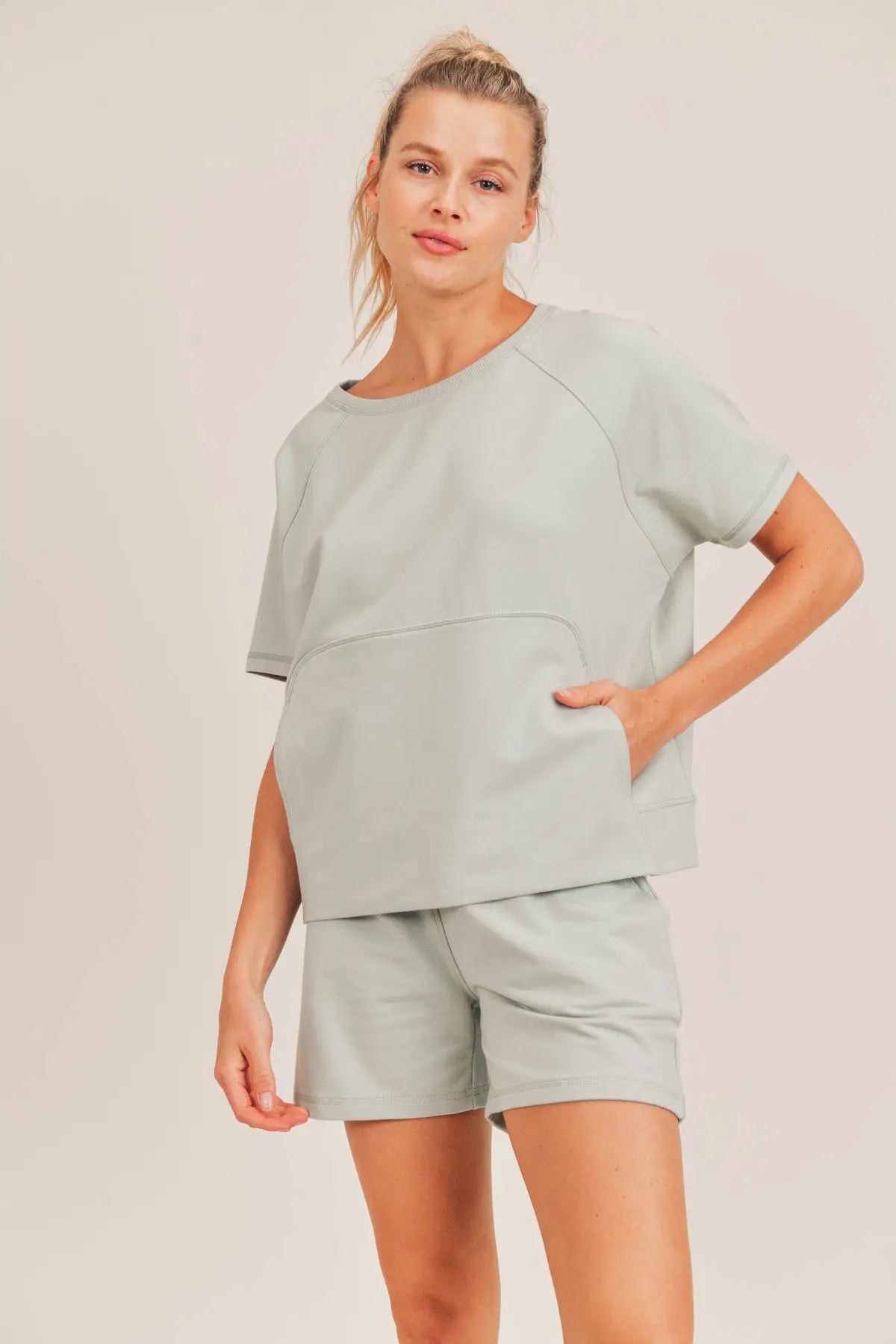 Sage Boxy Top & Shorts Set