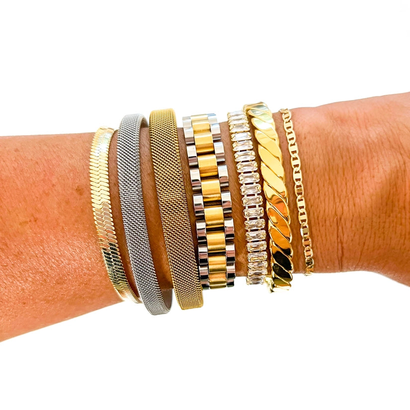 Small Silver Flat Texture Cuff Bracelet
