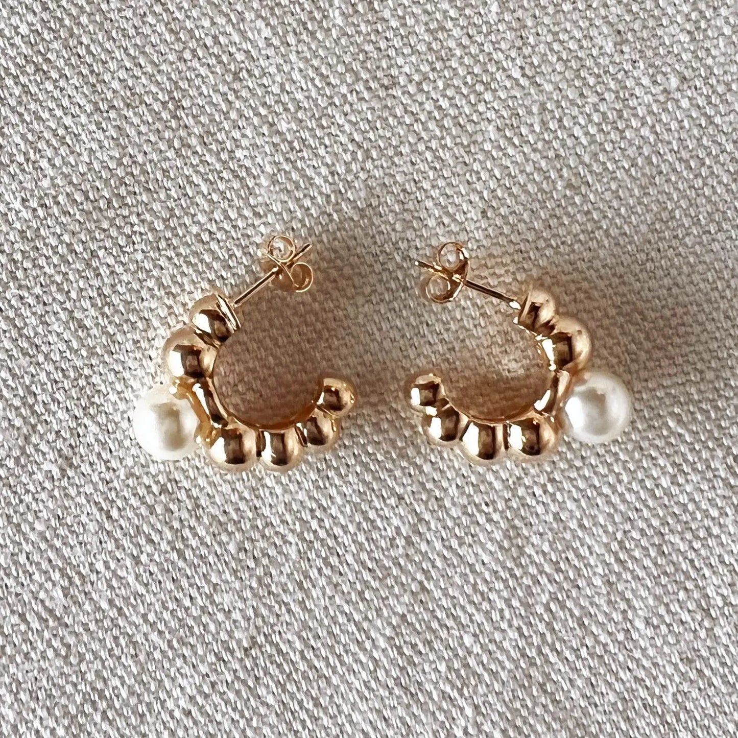 Beaded C-Hoop With Pearl