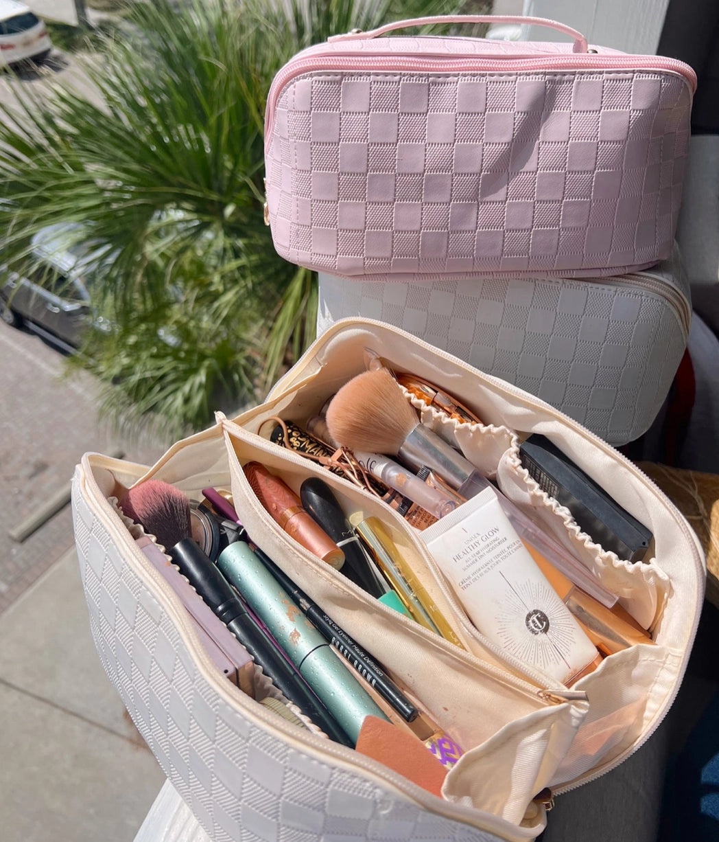 Rosemary Leather Makeup Bag | Brown