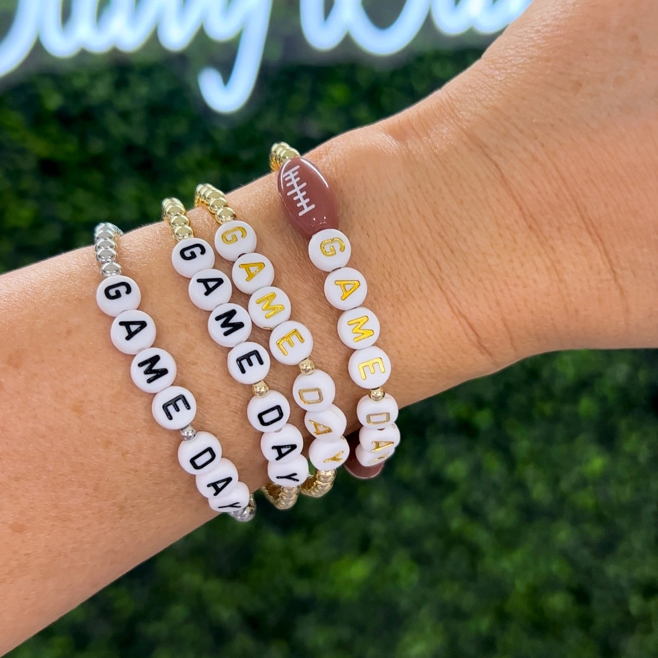 Game Day Bracelet - GOLD WORDS