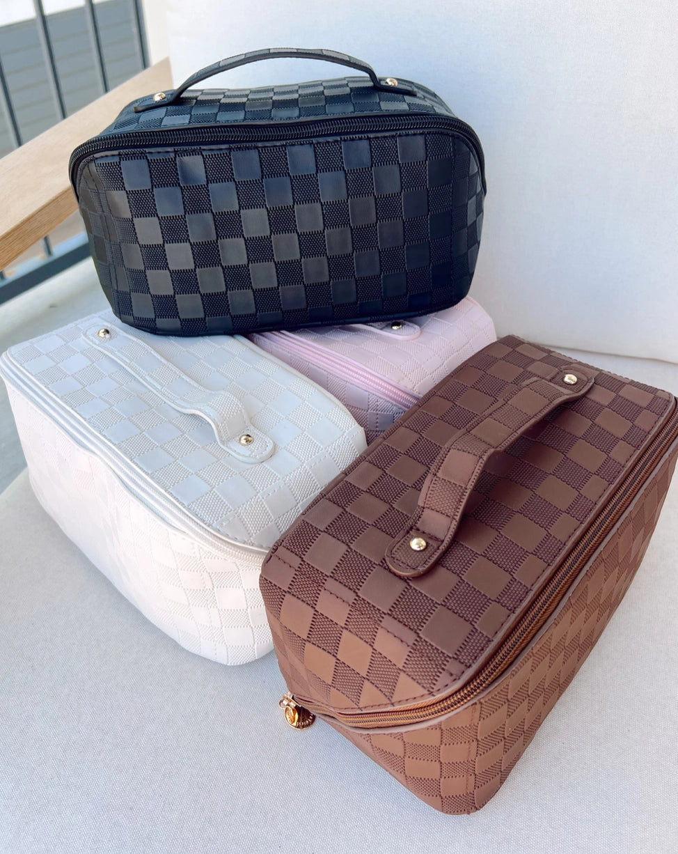 Rosemary Leather Makeup Bag | Brown