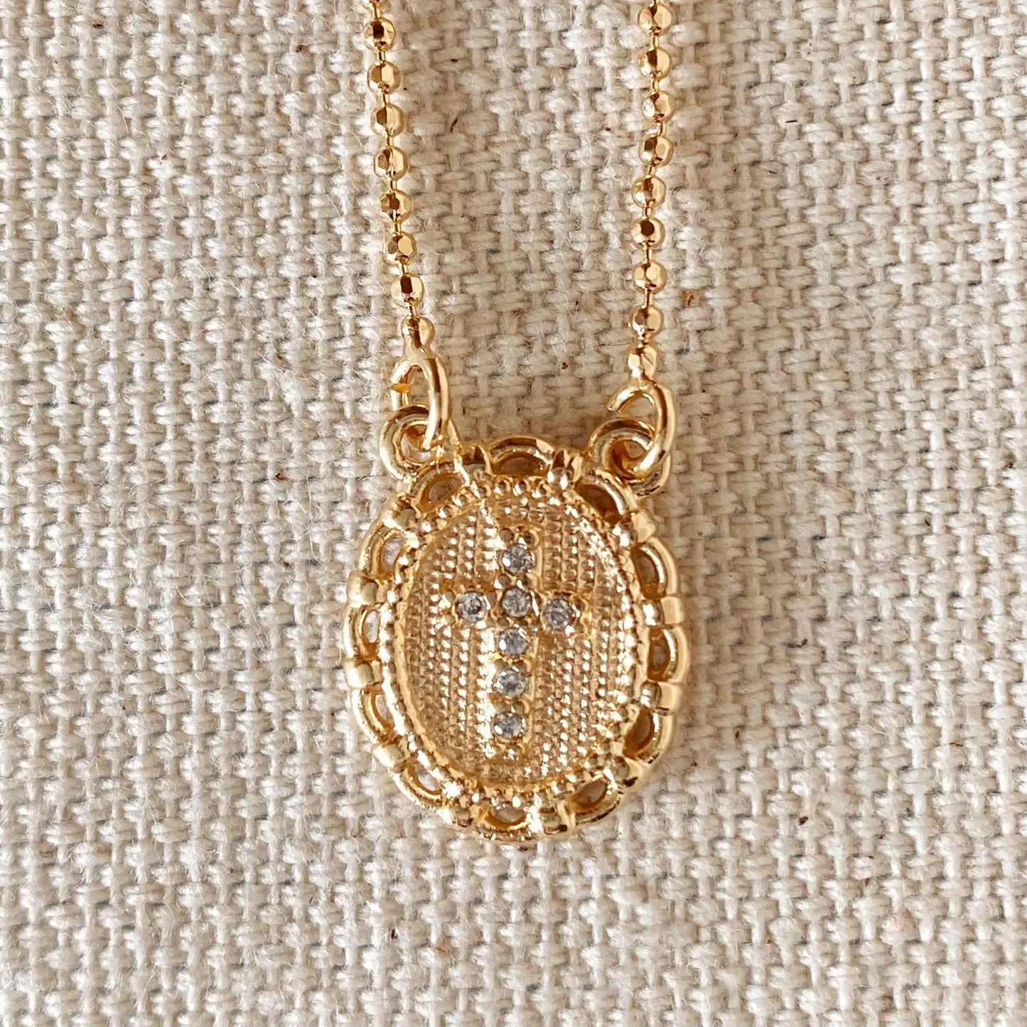 Gold Filled Plate Cross Necklace