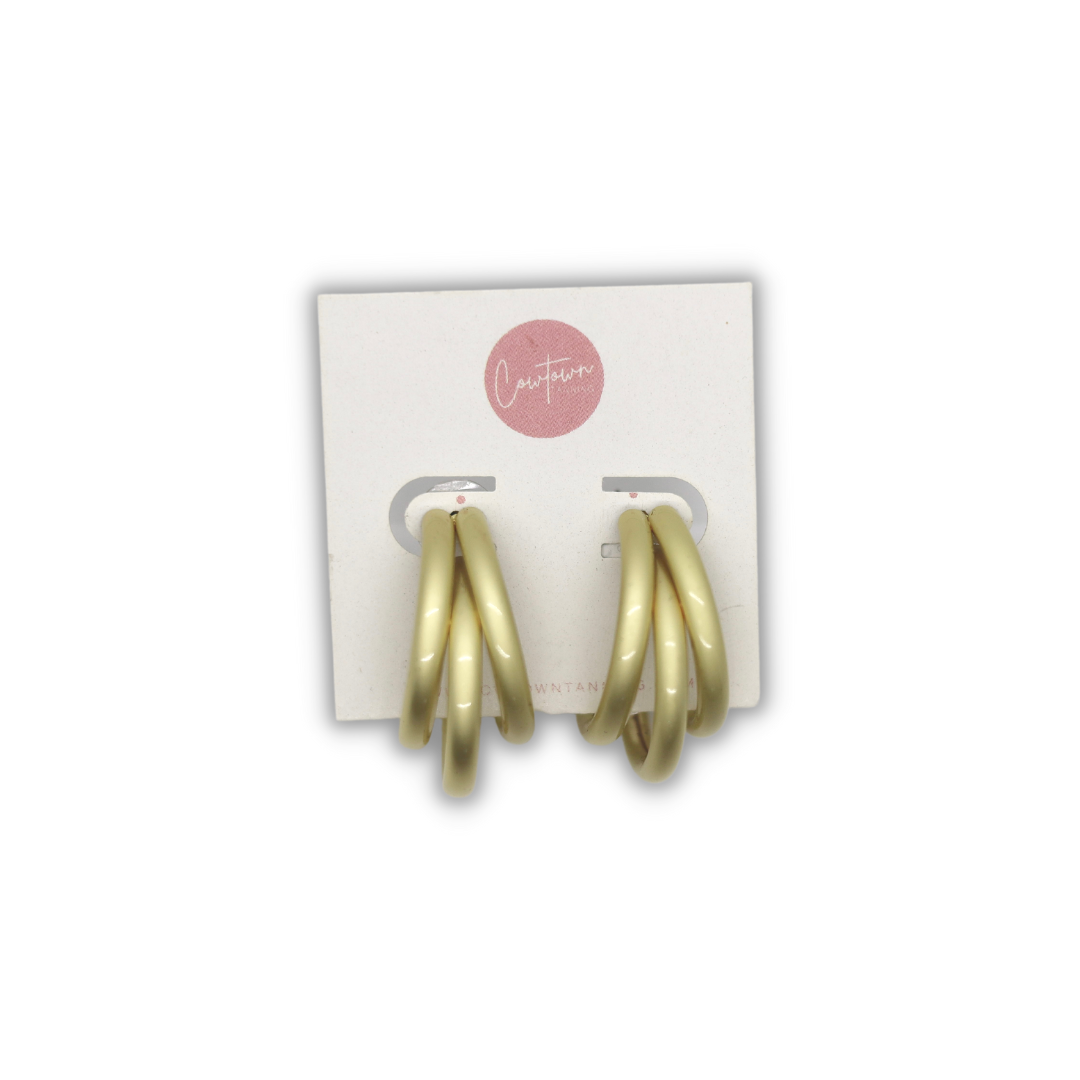 Gold Triple Hoops