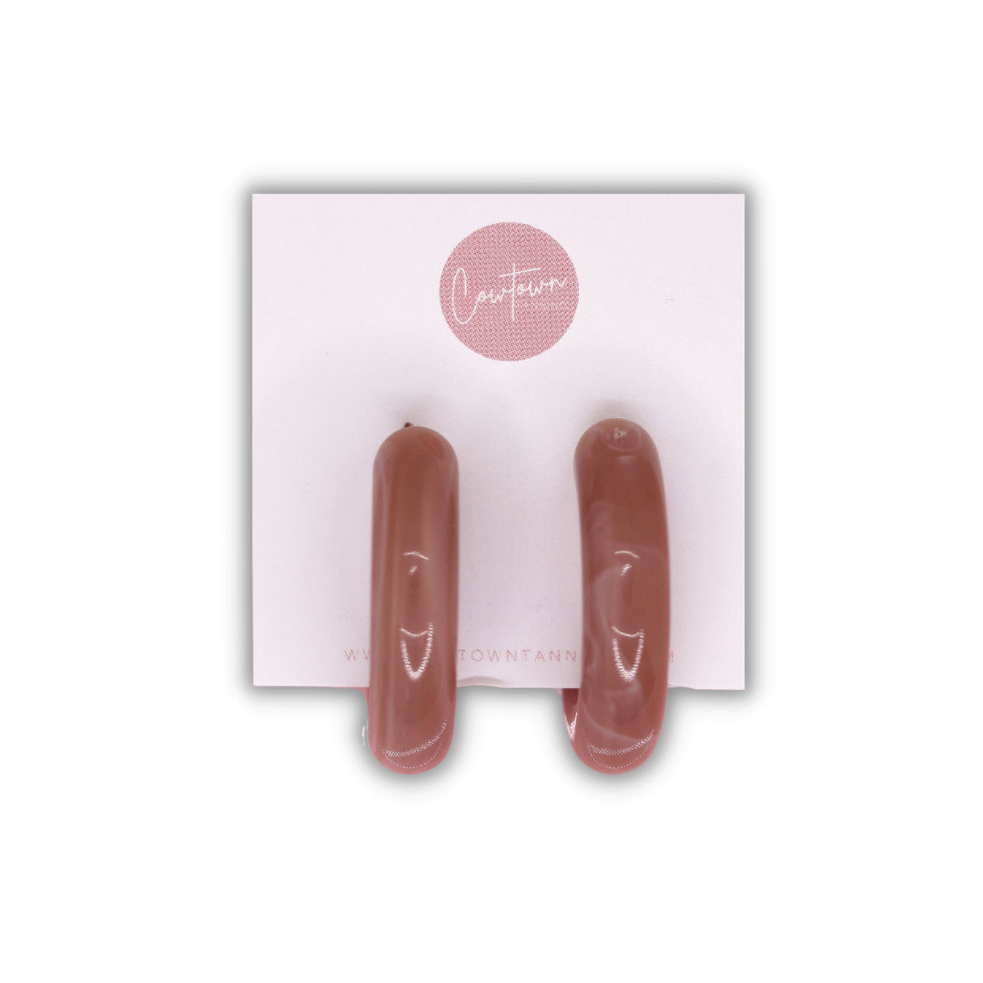 Dusty Rose Chinky Lucite Hoops