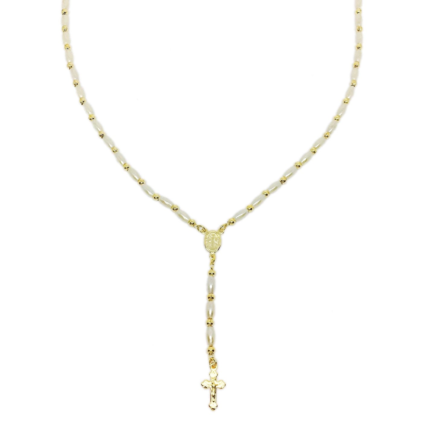 18k Gold Filled Pearl Rosary