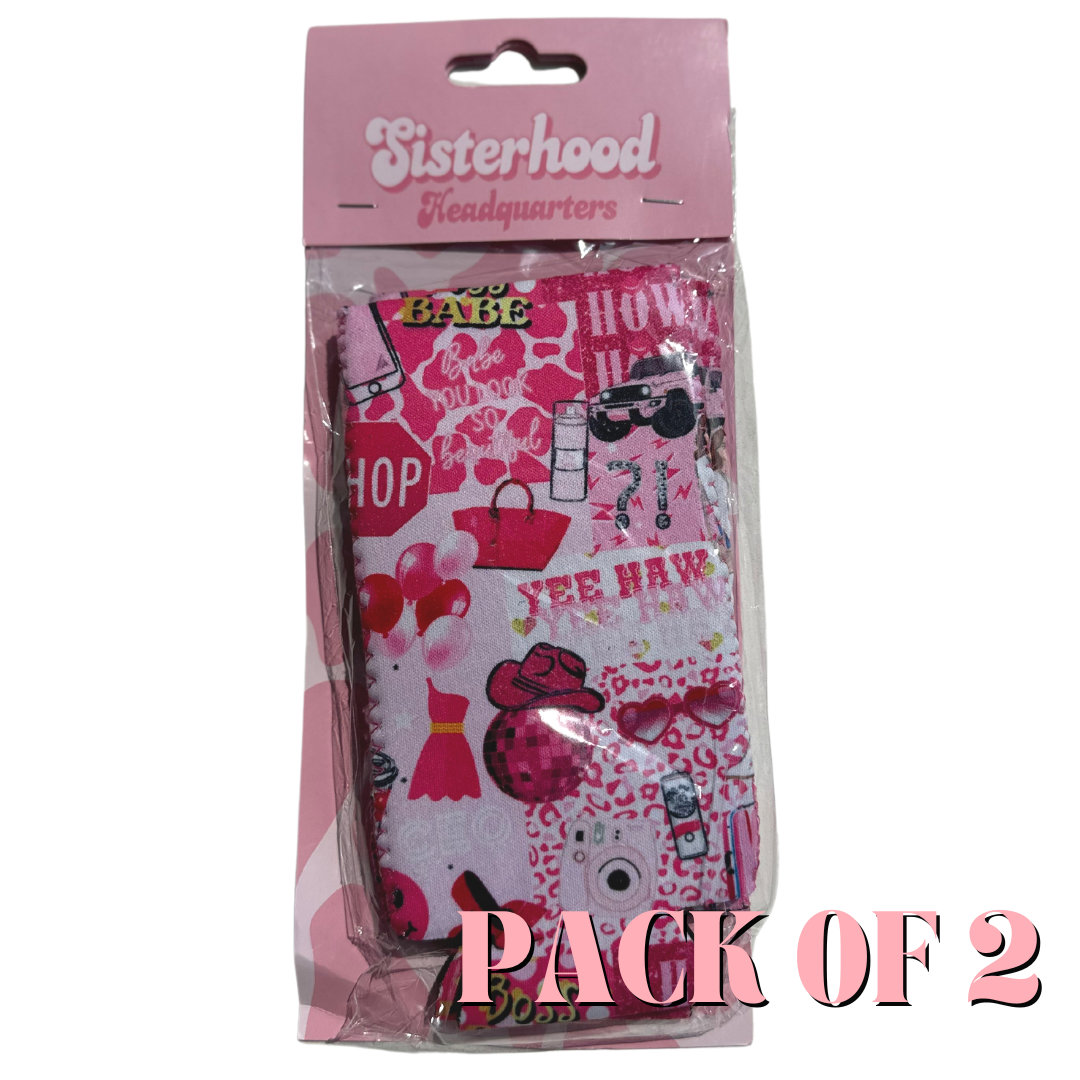 Pink Collage Tall Koozie 2-Pack
