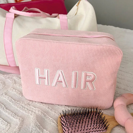 Pink Corduroy Hair Bag