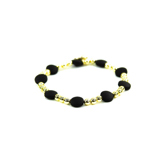 Matte Flat Black & 3 Gold Bracelet