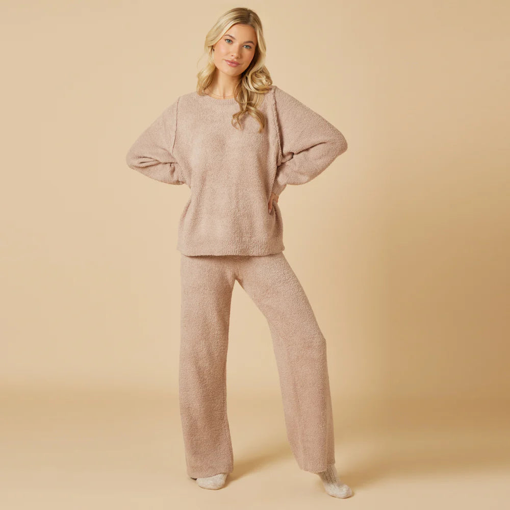 Solid Marshmallow V-Neck Lounge Set - COCO