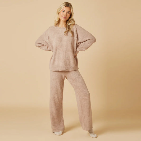 Solid Marshmallow V-Neck Lounge Set - COCO