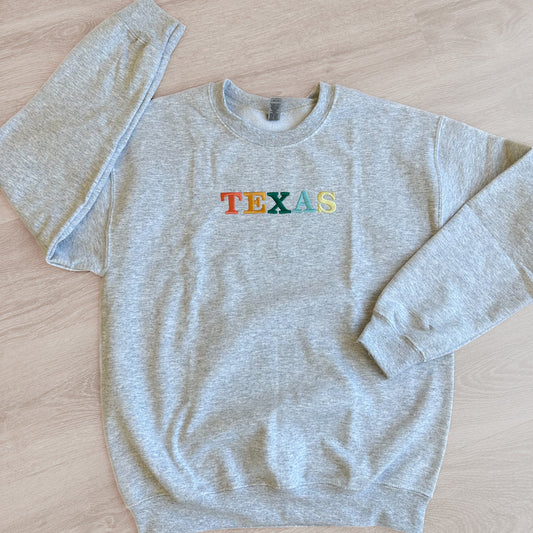 Texas Embroidered Sweatshirt - Heather Gray