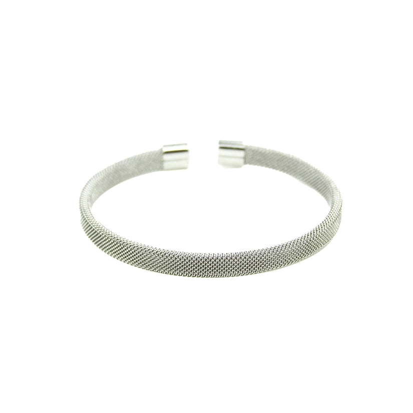 Small Silver Flat Texture Cuff Bracelet