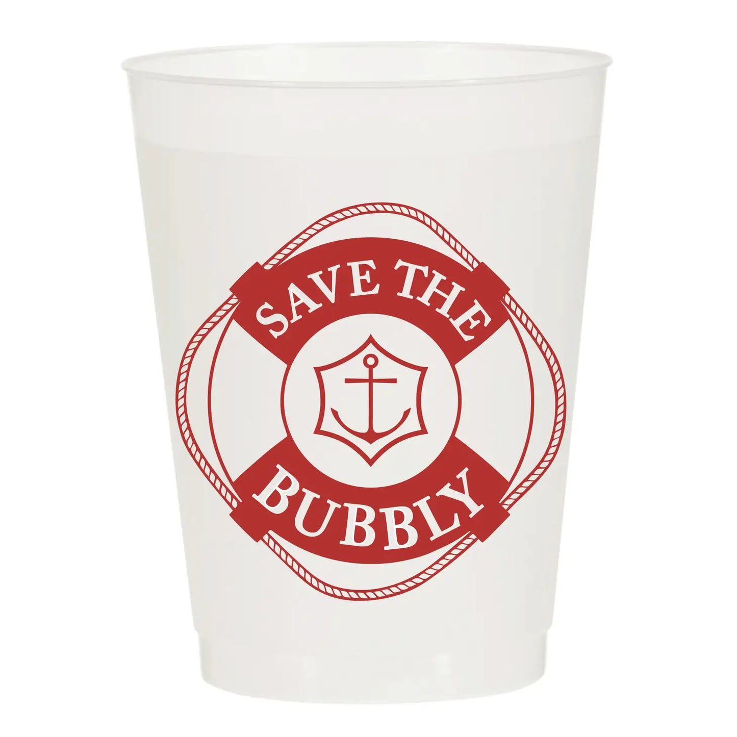 Save The Bubbly Anchor Nautical Frosted Cups - Summer Pack of 6