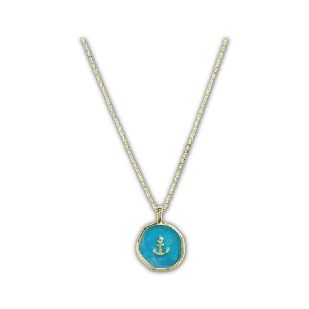 Blue Anchor Pendant Necklace