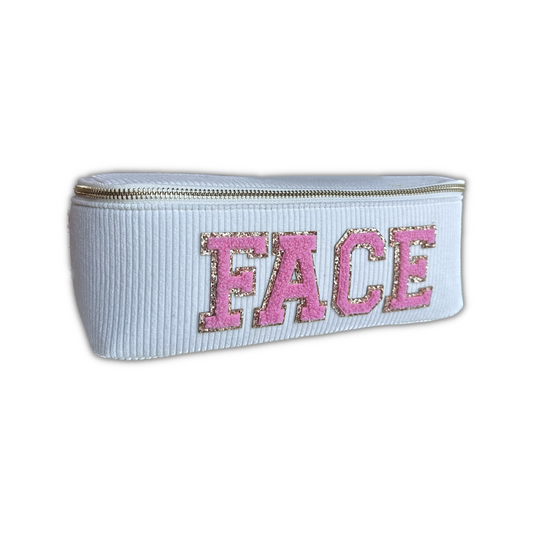 White Corduroy Face Makeup Case